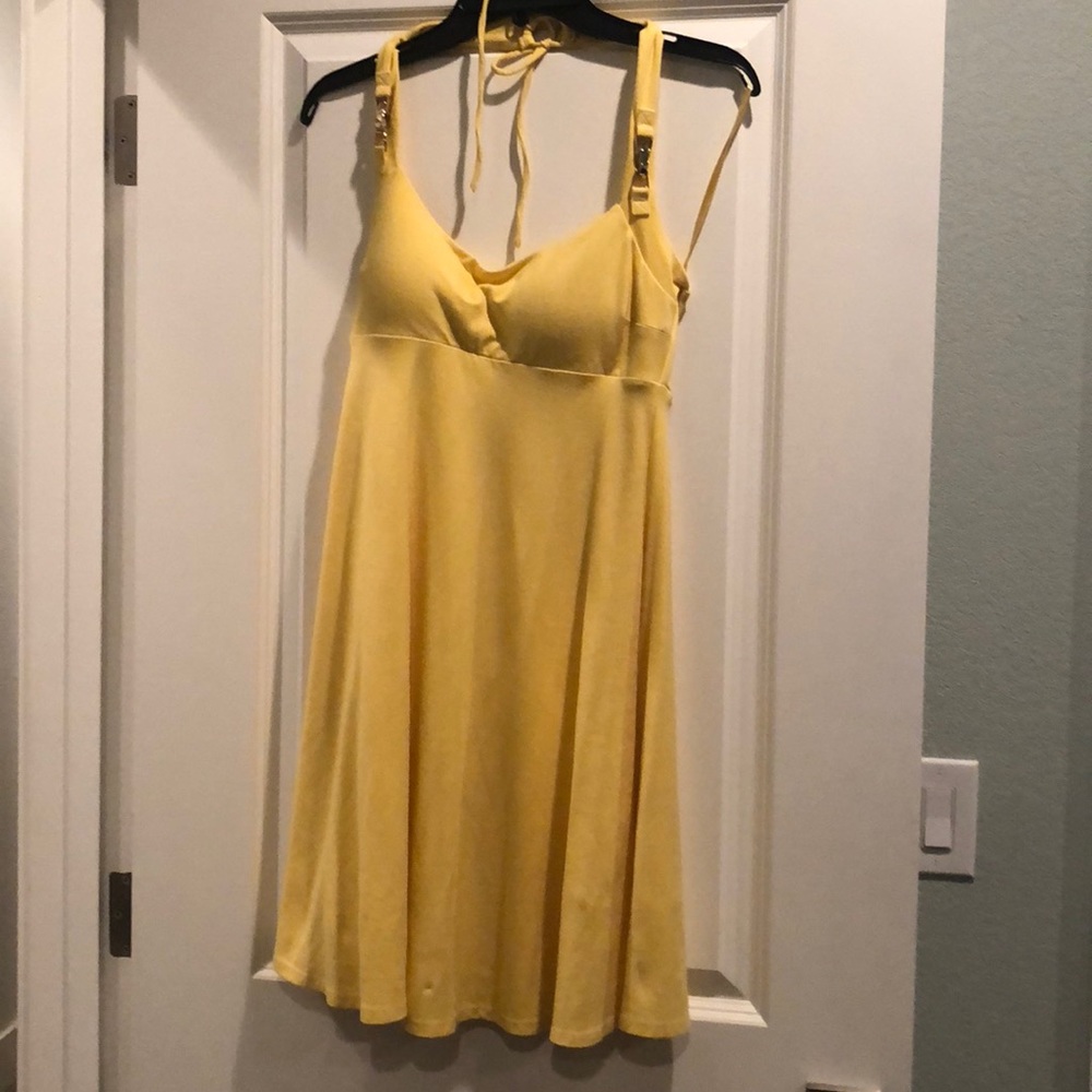 Yellow summer halter dress